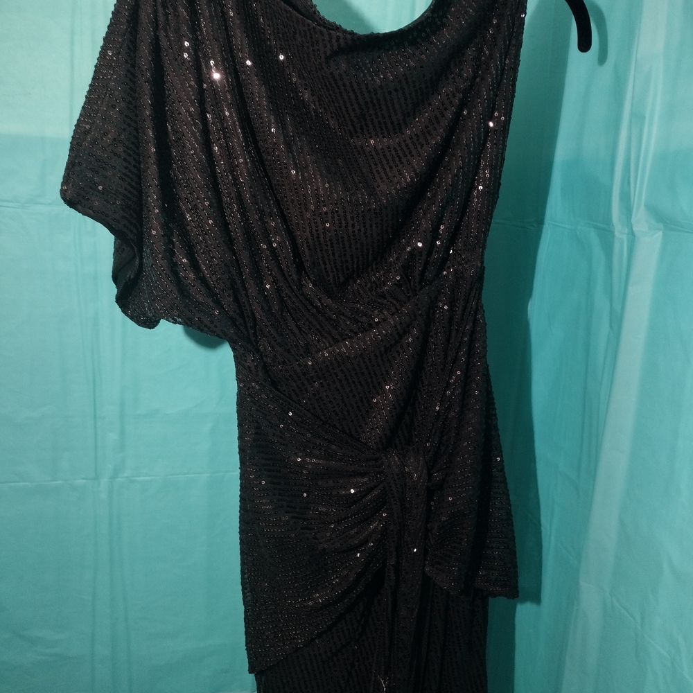 SHEIN Elegant Black Asymmetrical Sequin Dress